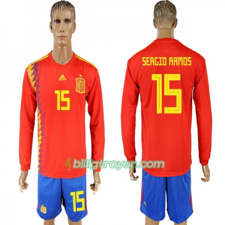 Billige Fotballdrakter Spania Ramos 15 VM 2018 Hjemmedraktsett Langermet